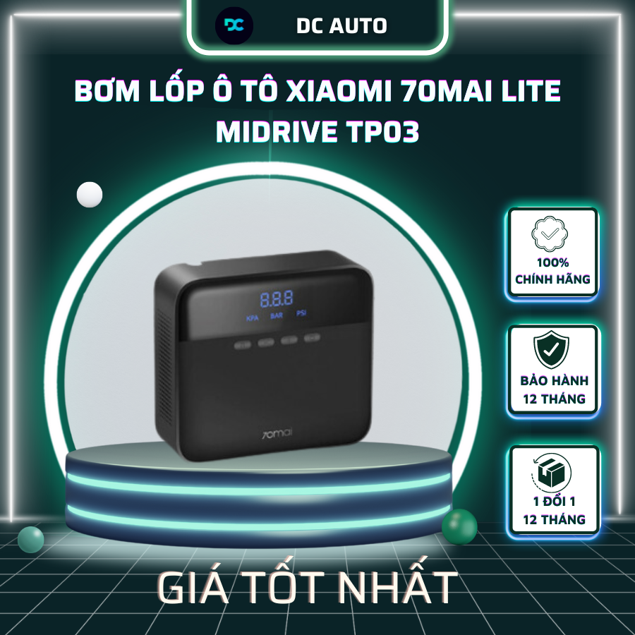 Bơm Lốp Ô Tô Xiaomi 70MAI Lite Midrive TP03 TỰ NGẮT